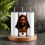 Goddess Kali 20oz Skinny Tumbler – Hindu Deity Spiritual Drinkware | Black & White Design