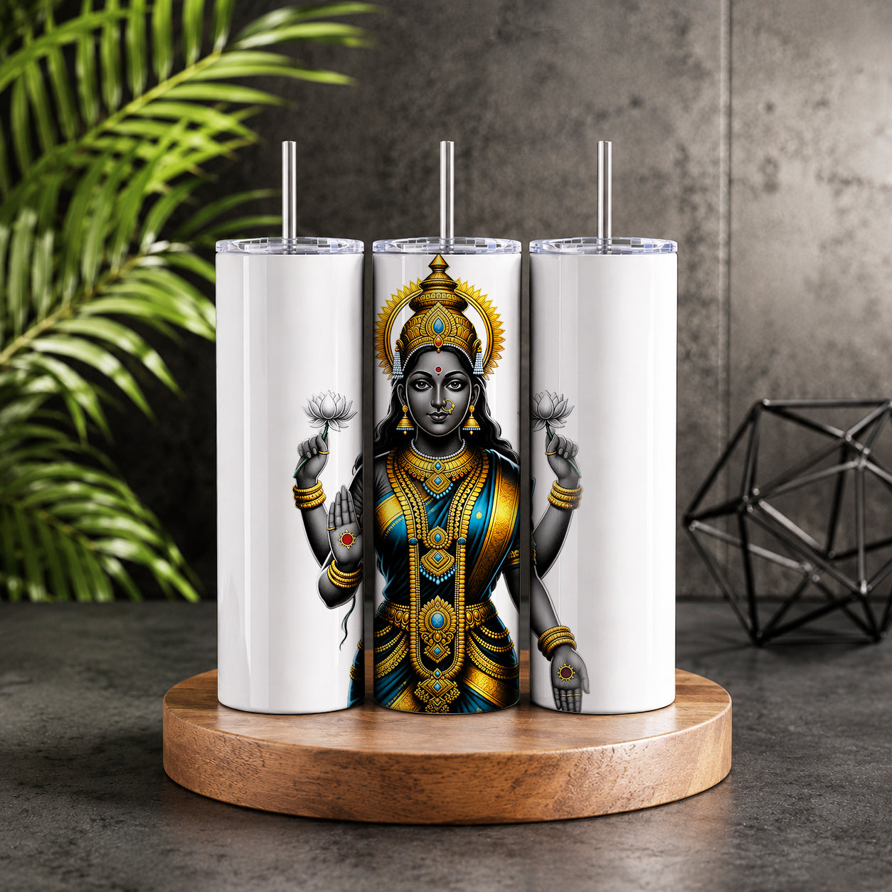 Goddess Lakshmi 20oz Skinny Tumbler – Hindu Deity Wealth & Prosperity Drinkware