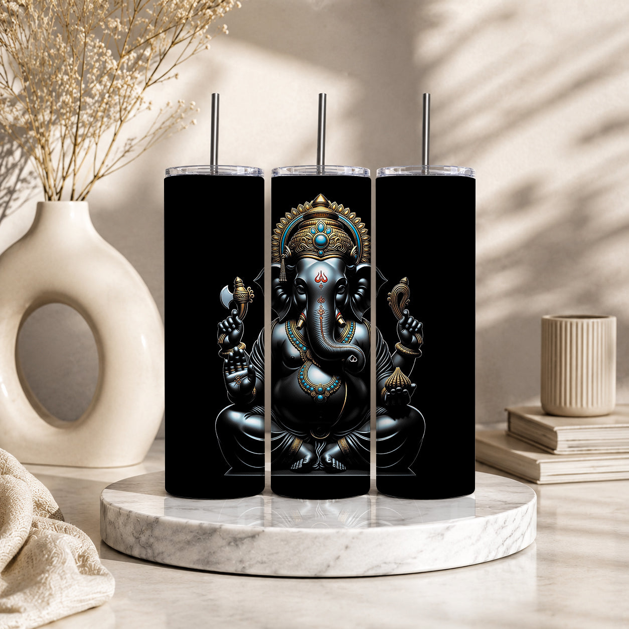 Lord Ganesha 20oz Skinny Tumbler – Hindu Deity Wisdom & Prosperity Drinkware