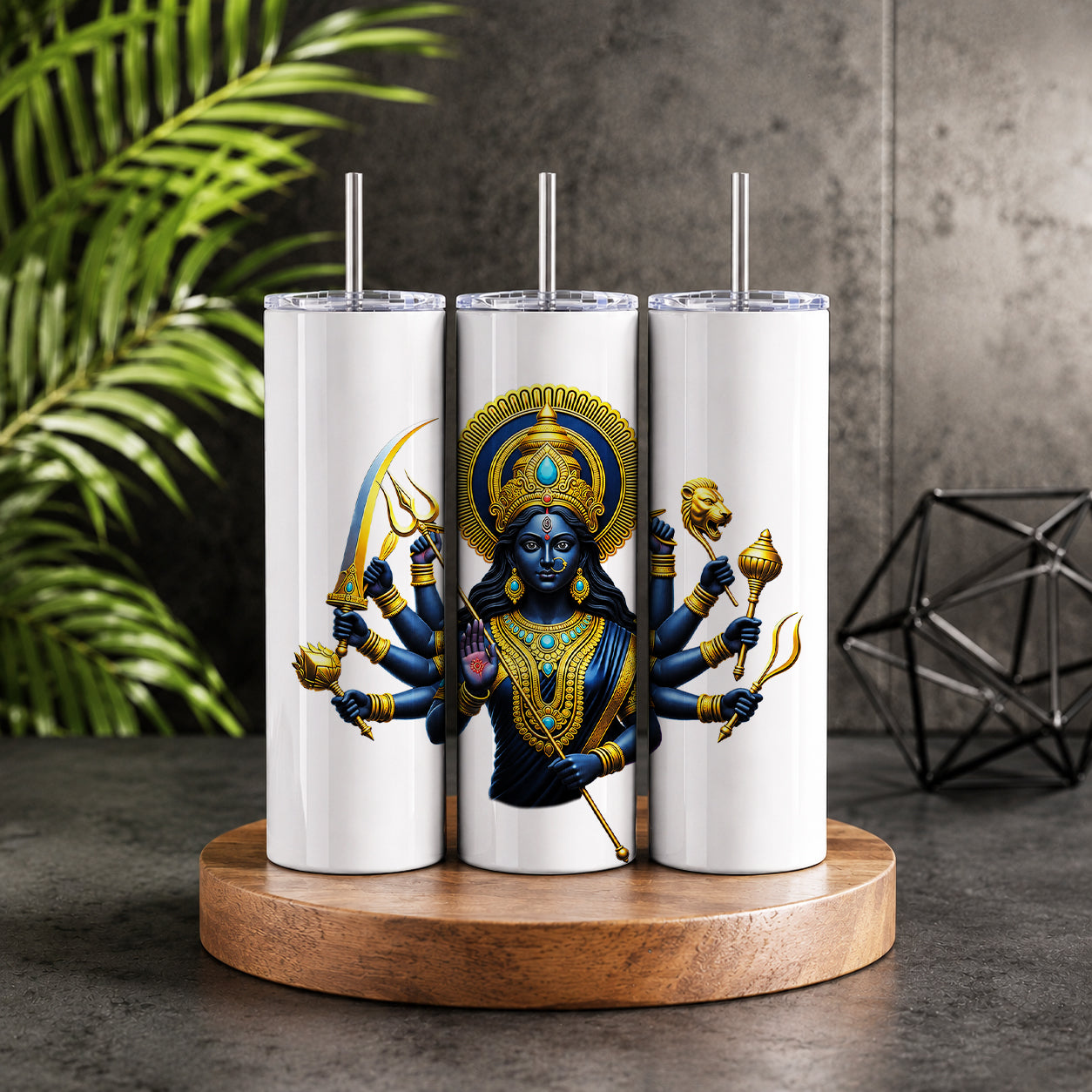 Goddess Durga 20oz Skinny Tumbler – Hindu Deity Divine Strength Drinkware