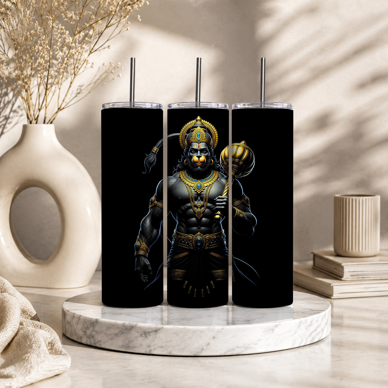Lord Hanuman 20oz Skinny Tumbler – Hindu Deity Strength & Devotion Drinkware