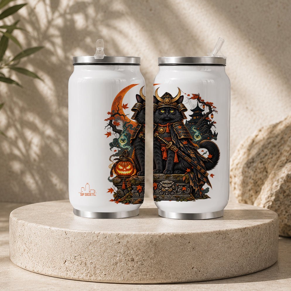 Gothic Samurai Cat Ramen Blood Moon Tumbler - Sip Society USA LLC