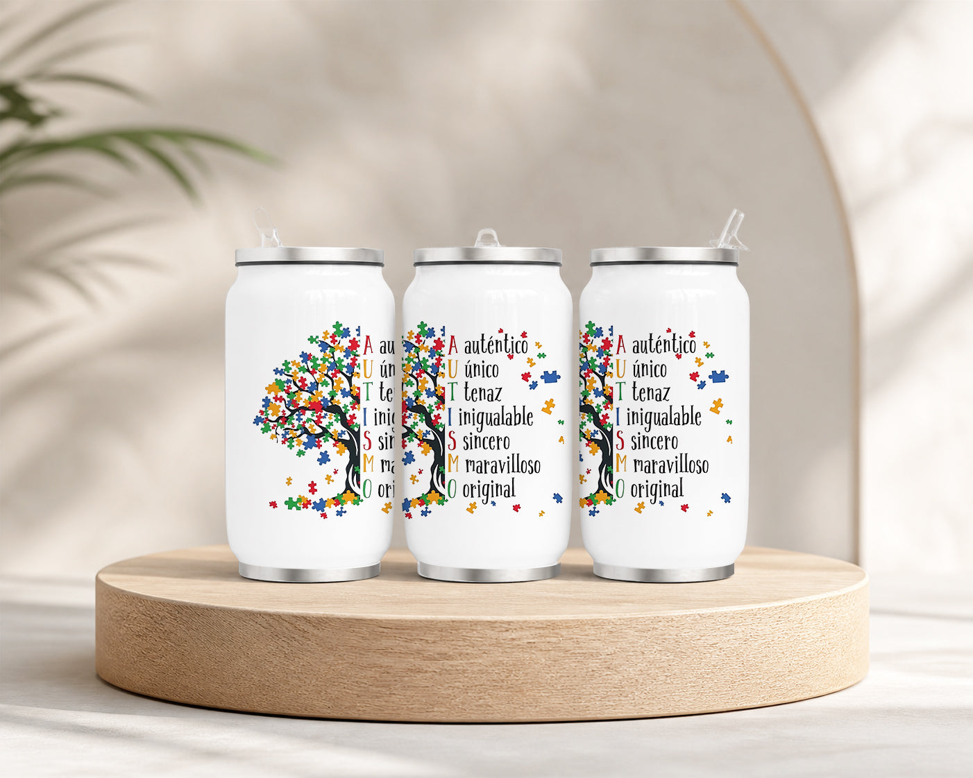 Autism Awareness 20oz Skinny Tumbler – Colorful Puzzle Piece Drinkware