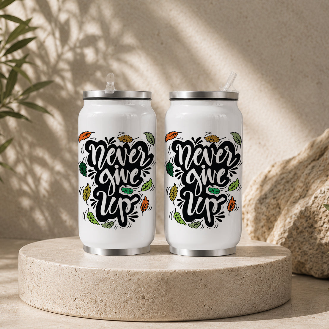 Never Give Up” Motivational Tumbler — Sip Society USA