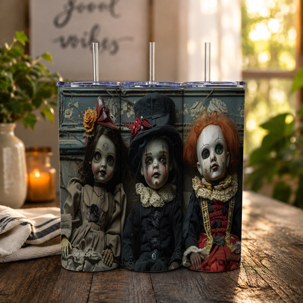 Gothic Creepy Dolls Tumbler