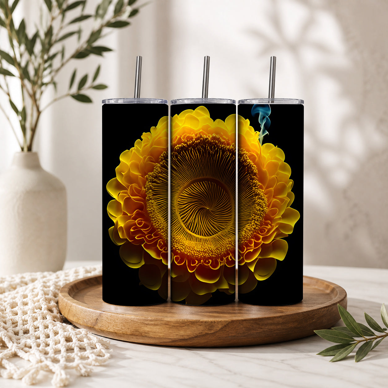 Sunflower Panorama Stainless‑Steel Tumbler — Sip Society USA
