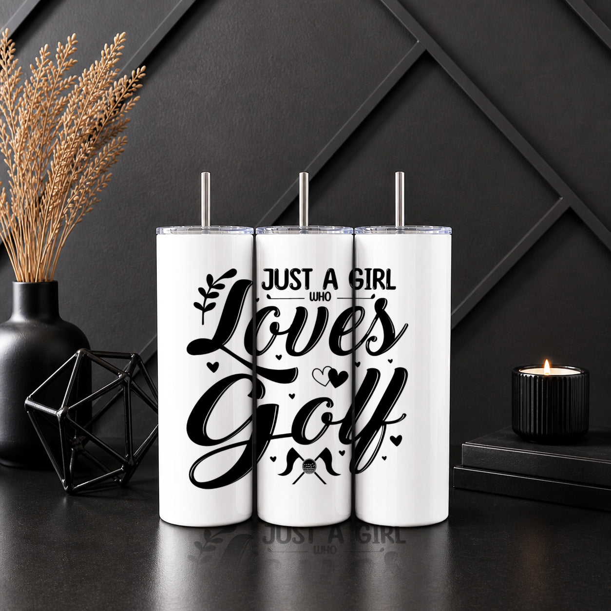 Just A Girl Who Loves Golf Tumbler - Black & White
