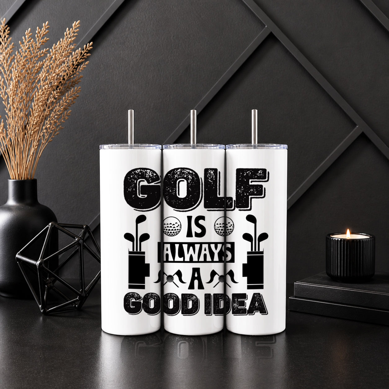 Golf Is Always A Good Idea Tumbler - Black & White