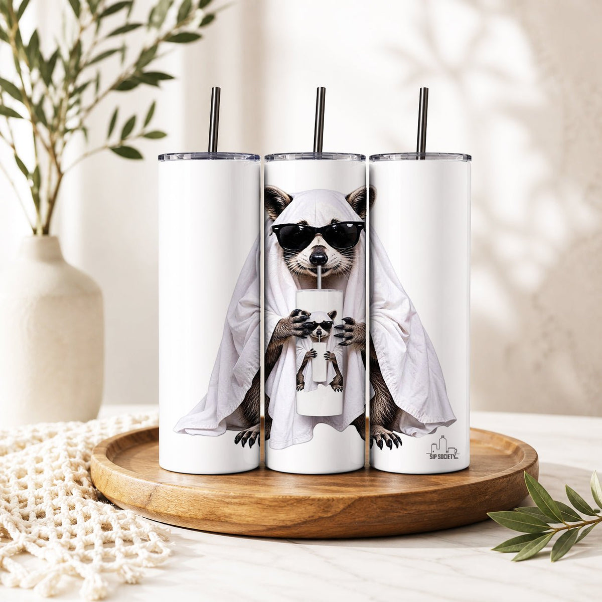 Ghost Raccoon Swag Halloween Tumbler - Sip Society USA LLC