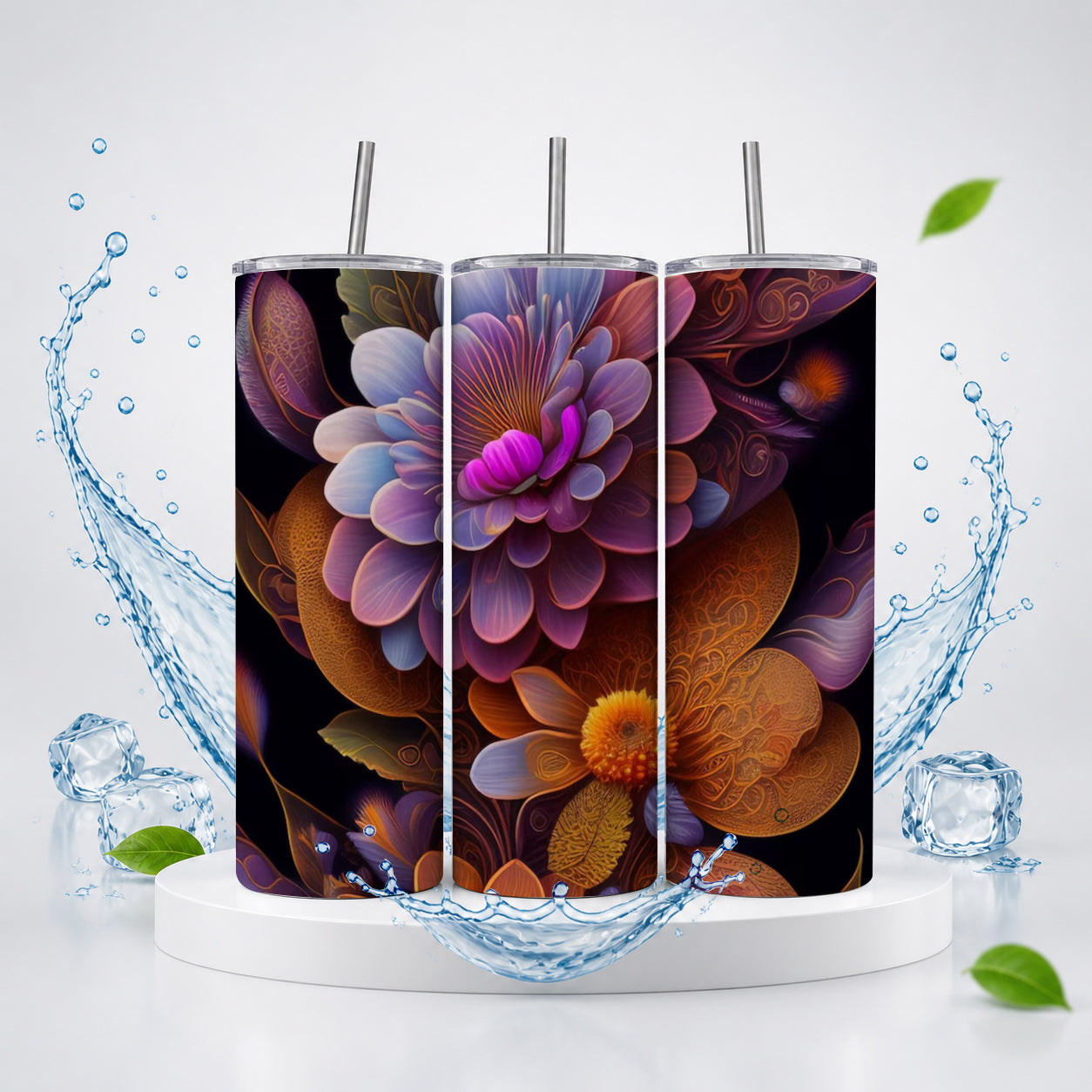 Floral Fantasy 20oz Skinny Tumbler – Bold Botanical Drinkware