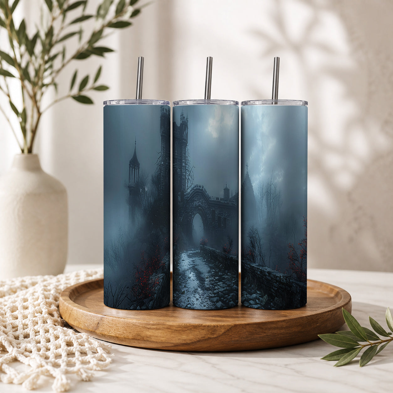 Gothic Misty Castle Ruins Tumbler