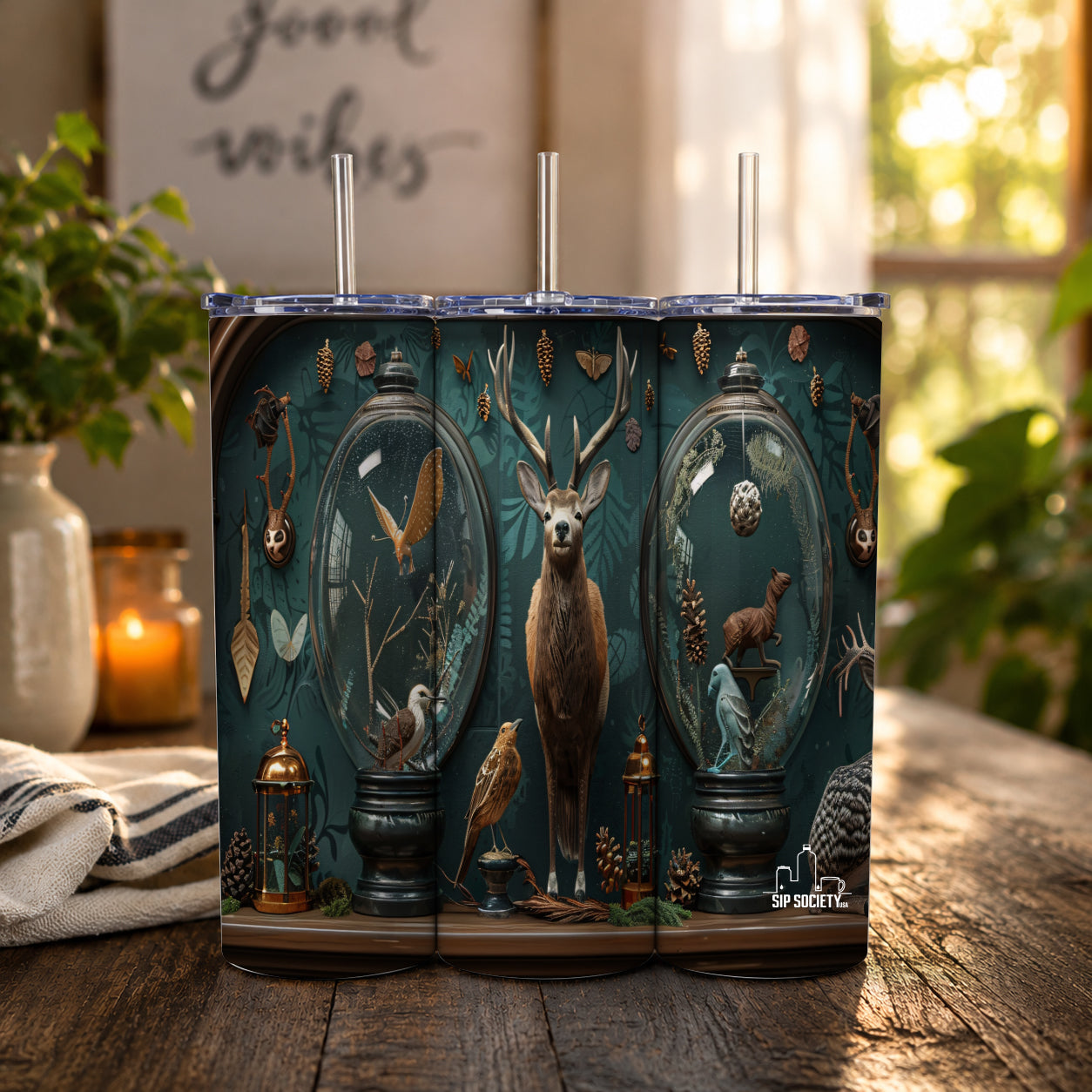 Gothic Woodland Stag Cabinet Tumbler